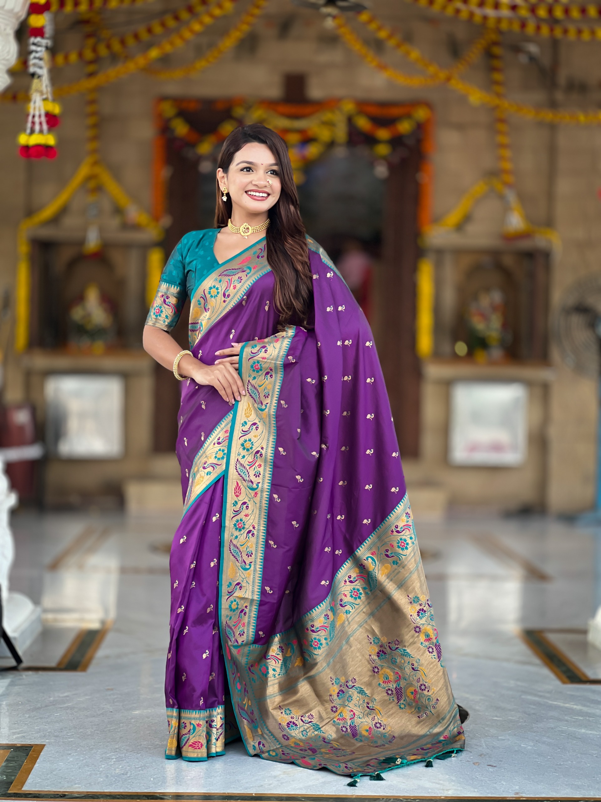 Royal Paithani Meenakari Weaving Silk Saree
